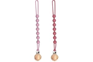 ZUOQIANG Attache Tetine Silicone, Lot De 2 Attache Sucette Bebe, Durable Attaches Tétine, Accroche Tetine Bebe Peut être accroché aux vêtements et aux poussettes
