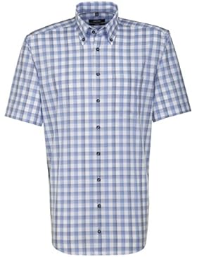 SEIDENSTICKER Herren Hemd Comfort Kurzarm Bügelfrei Karo Businesshemd Button-Down-Kragen Ohne Manschette