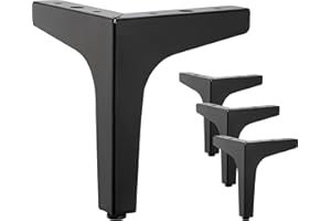 LONGZG 4 czarne metalowe nóżki meblowe o długości 15 cm, nadają się do szafy, sofy, stolika kawowego, szafki pod telewizor i innych nóżek meblowych.