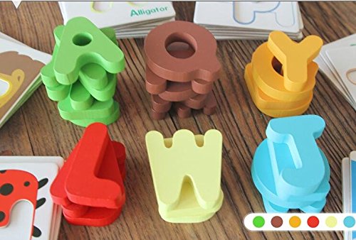 JUN 26 Letters Cognitive Card Wooden Letters Puzzle Toy, Alphabet Wooden Educational Letter Puzzle, Animal Letters Preschool Learning Toy - Perfect For Children To Develop Intelligence Learning There Alphabet Wooden Jigsaw Puzzle Toys for Children 1-3 years old, Enlightenment Early Childhood Educational Toys Alphanumeric Cognitive Three-dimensional Puzzle Wooden Toys