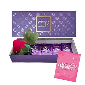 Maalpani Valentines Day Gift Box | Artificial Rose with Dairy milk Chocolate And Maalpani Gift Box | Gift For Her Boys Girls friends Husband Wife ? Valentines week ? Rose day ? Chocolate Day