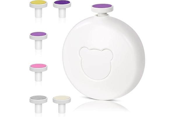 Vicloon Lime à Ongles Électrique pour Bébé,kit de Coupe-Ongles Électrique pour Bebe Alimenté par Pile avec 6 Têtes de Meulage pour Nouveau-né,Nourrisson,Enfants