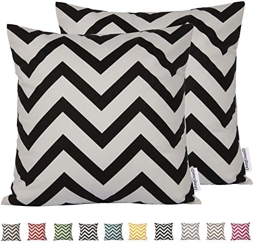 Comoco® 2pc-Pattern Decorative Geometric Thick Canvas Pillowcase Cushion Cover for Sofa Throw Pillow Case(45x45cm,Black)