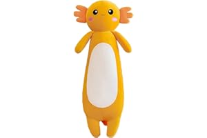 Aiuidun Plüschtier Axolotl Kuscheltier Stofftier Axolotl Plüsch Umarmung Kissen,Weicher Salamander Langes Wurfkissen Spielzeug,Schmusetier Geschenk für Kinder Mädchen Jungen(Orange,100cm)