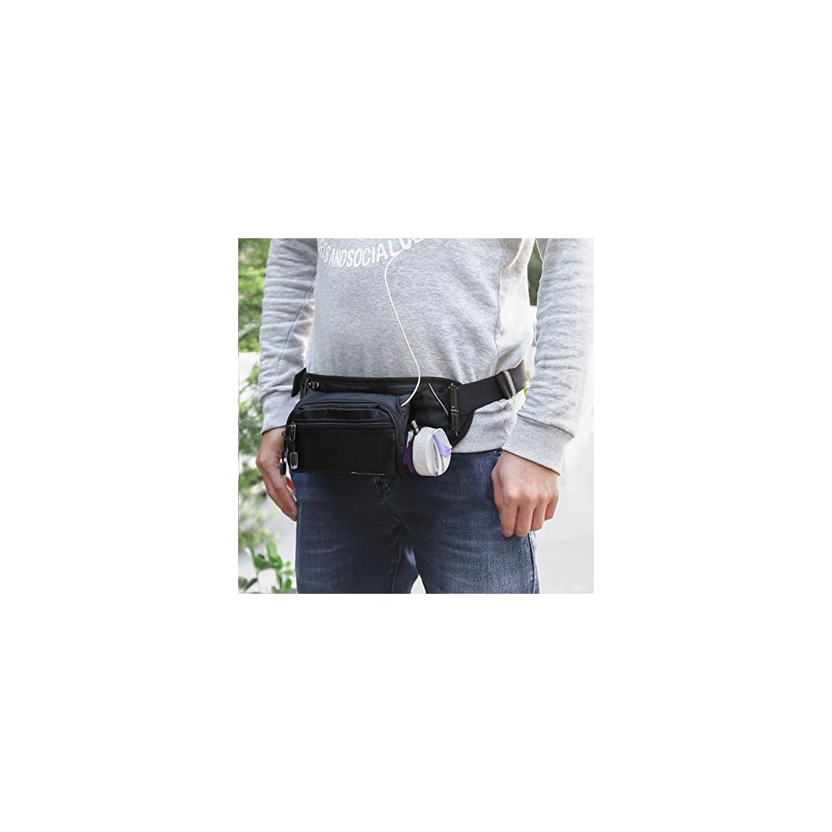 Marsupio Unisex Sportivo Leggero In Nylon, Cintura Regolabile 87-123 Cm, 2 Tasche, Per Corsa Viaggio Escursioni