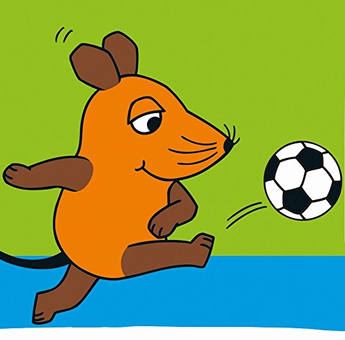Aminata Kids – Lizenz Kinder-Bettwäsche Sendung mit der Maus 100×135 cm Baumwolle Bettwäsche kleiner blauer Elefant hellblau mit Fussball - 4