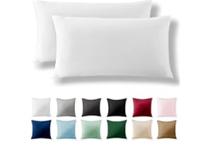 ‎ALREYA Alreya 2er-Set Renforcé Kissenbezug 40 x 80 cm - 100% Baumwolle mit YKK Reißverschluss, Superweicher Kopfkissenbezug 40x80, Kissenhülle, Weiß, nur Kissenbezug