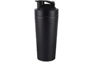 soynogya Protein-Shaker, Edelstahl, 750 ml, Sport, Fitness, Protein-Shaker, Eiweiß, schwarz (750ml（black）)