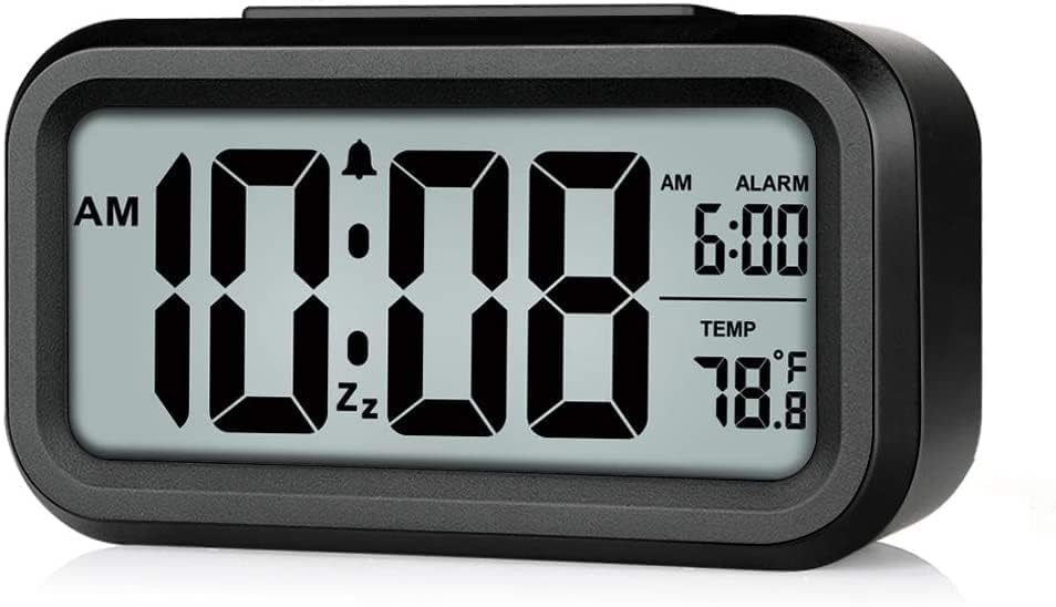 Blairmore Digital Alarm Clock Table Clock for Students, Home, Office, Corporate with Automatic Sensor, Date & Temperature-Bla