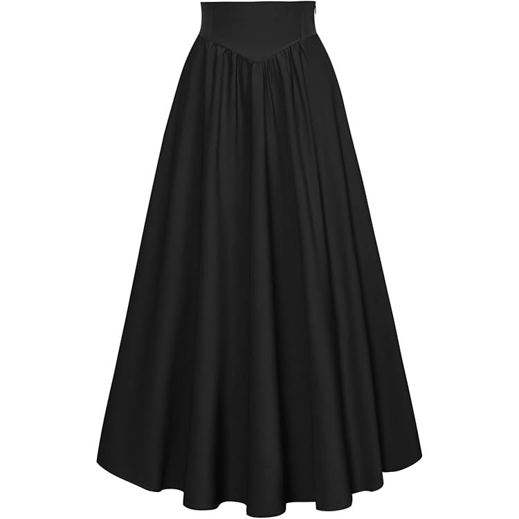 Maeau Jupe Gothique Femme Midi Jupe Steampunk Vintage Jupe Cloche Victoria Jupes Médiévales Taille Haute Demi-Jupe Lacets Dentelle Jupe De Fête XL