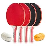 Table Tennis Set - Premium Paddles/Rackets and 6 Table Tennis Balls - Soft Sponge Rubber - Ideal for Professional & Recreational Games - 2 or 4 Players - Perfect Set On The Go.