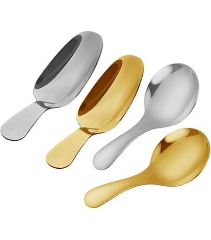 MISETA Mini paletta in acciaio inox, mini cucchiaini, piccola pala da utilizzare per tè, caffè, caramelle, gelati, set di cucchiai in acciaio inox per zucchero, chicchi di caffè, farina, noci, popcorn