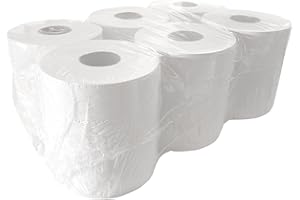IDEAL 365, White Paper Rolls 6 x 2 Ply Embossed Paper Centre Feed Roll Towels White