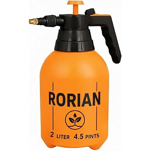 RORIAN 2-Liter Pump Pressure Sprayer – Handheld Garden Sprayer with Adjustable Brass Nozzle for Plants, Lawn, Cleaning, and Fertilizing – 2L / 4.5 Pints