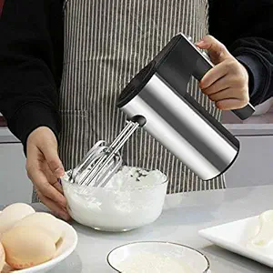 Sajani 500W Hand Mixer with 5 Speed Control Dough Hooks For Home And Kitchen || Stainless-Steel Finish Beater & Whisker , Mixer || Electric Cream Maker For Cake , (Pack of 1 )