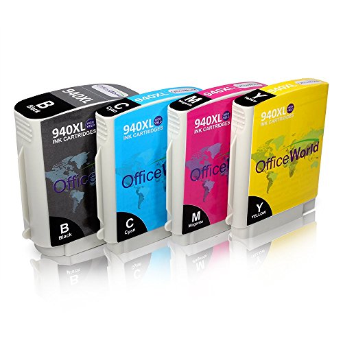 OfficeWorld Kompatible Patronen Ersatz für 940XL Druckerpatronen Hohe Kapazität Kompatibel für Officejet Pro 8000 8500 A909A 8500A A910A (1 Schwarz, 1 Cyan, 1 Magenta, 1 Gelb)