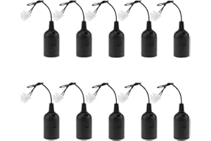 LbsAMP 10 Stück E27 Ersatzfassung 4A 250V Lampenfassung mit Kabel (max.60W) Schwarze Renovierfassung Baustellenfassung