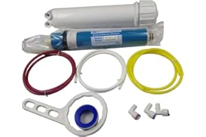 Huining 150GPD-1812/2012 Umkehrosmose-Membrangehäuse-Set mit 1/4-Zoll-Schnellanschluss, Rückschlagventil und Schraubenschlüssel für private Wasserfilteranlage