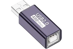 ASKOPPO Adaptateur USB A mâle vers MIDI femelle, adaptateur d'imprimante USB vers USB B, adapté aux imprimantes, synthétiseurs de piano électrique MIDI et autres appareils/ordinateurs portables USB (1 pièce)