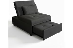 MAKA CHANGE YOUR LIFE QUALITY MAKA Poltrona Letto Singolo con Materasso Alto – Pouf Letto Singolo Trasformabile, Divano Letto 1 Posto Reclinabile con Cuscino Sfoderabile, Poltrona Pieghevole Salvaspazio 191x79x90 cm (Grigio scuro)