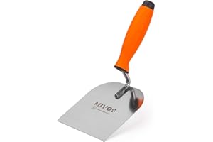 Mivos Kielnia murarska 120 x 128 mm ze stali nierdzewnej z gumowym uchwytem – szpachla tynkarska 120 mm – nierdzewna – kielnia tynkarska z miękkim uchwytem – paca tynkarska – Made in EU