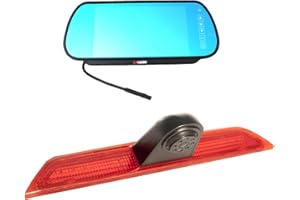 KNRAGHO Compatible con Ford Transit 150 2015-2020, Transit 250 2015-2020, Transit 350/350 HD 2015-2020 cámara de respaldo de luz de freno con monitor de espejo de clip de 7 pulgadas (Transit Van)
