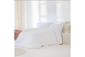 COTTON ARTean Funda Edredón Nórdico Cama 135 Percal Algodón 200 Hilos Noa Blanco 2 Piezas 220x220 Cierre Botones.