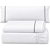 Col &amp; Cor 100% Cotton 3 Piece Sheet Set | 150 Bed, White | 200 Thread Count Combed Cotton, Vivid Contrast, 3 Pieces: Top Shee