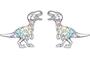 DHRUTI Boucles d'oreilles Dinosaure, Animal Boucle d'oreille Argent pour Enfants Fille, Cartoon Boucles d'oreilles,Mignon Boucles d'oreilles Femme, Bijoux de Cadeaux pour les filles et les femmes