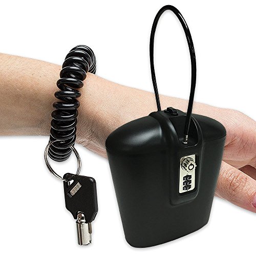 SAFEGO Portable Indoor/Outdoor Lock Box Safe with Key and Combination Access (Black)