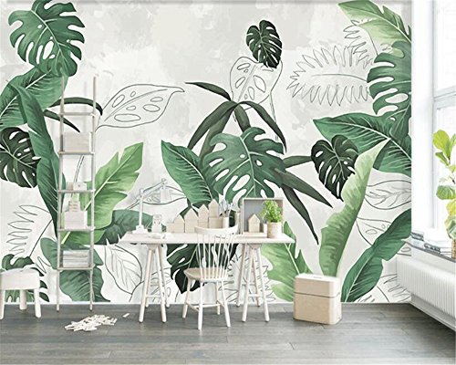 ShAH Gran Mural Tapiz Personalizado Moda Retro Hojas De Plátano Salón Tv Sofá Wall 3D Papel Tapiz De Fondo Papel Pintado Wallpaper Fresco Mural 300cmX200cm