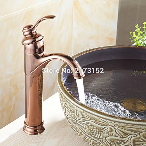 Tourmeler Luxury Gold Plated Tall Bathroom Faucet Royal Single Hole Single Handle Rose Gold Basin Sink Mixer Tap Rg-005