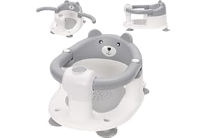 NUKDEY Baby Bath Seat Baby Shower Chair with Non-Slip Suction Cup Portable Babies Bathtub Seat Support for Sit Up Bathing Suitable for 6-24 Months Infant Child Toddlers(Gray)