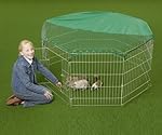 VivaPet Outdoor Octagon Rabbit Run Cage Pen with Sun Protection Net Cover, 55-inch, Assorted Color, Black or Silver