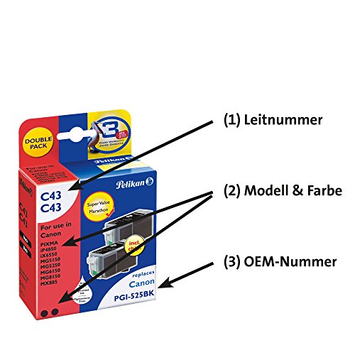 Pelikan Druckpatronen DoppelPack C43 ersetzt Canon PGI-525PGBK, 2x Schwarz (pigment) - 2