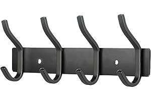 MEIJO Appendiabiti da Parete, Ganci Attaccapanni in Acciaio Inox da Muro Moderno Appendiabiti per Cameretta, Ingresso, Cucina, Bagno (4-Ganci, Nero Opaco)