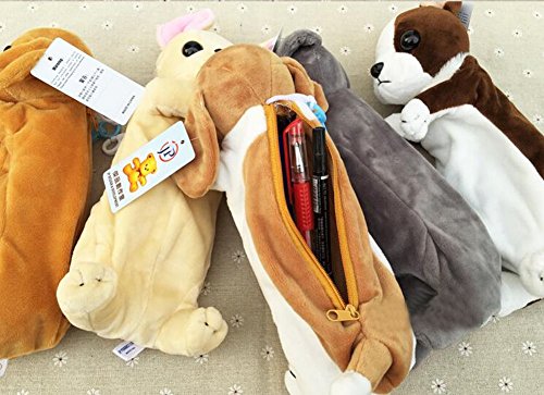 Cute Animal Dog Design Soft Plush Pencil Box Case Dog Purse, Golden Retriever