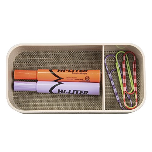 InterDesign 45008EU Twillo Bürobedarf-/Schreibtisch-Ablage für Highlighter, Tesafilm, Büroklammern – 2 Fächer, Perlmuttchampagnerfarben Plastik 10,16 x 20,32 x 5,08 cm - 3