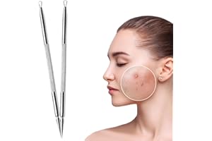 KWKPR 2 PCS Tire Point Noir, Extracteur Point Noir, Métal 2 en 1 Aiguille de Nettoyage de l'Acné Professionnel, Extrémité Extracteur de Comédons pour le Nez et le Visage