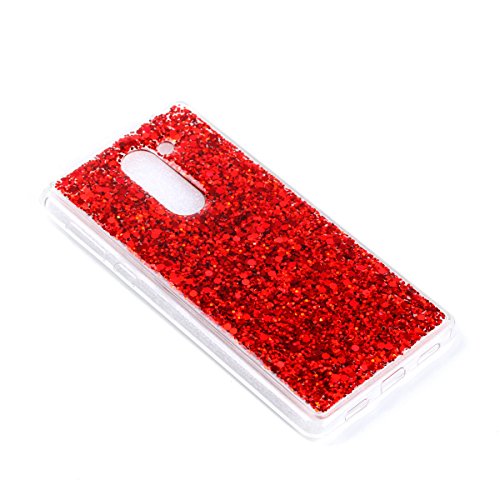 Huawei Honor 6X Hülle,Silikon Schutzhülle für Huawei Honor 6X,Huawei Honor 6X Bling Hülle,Ukayfe Luxus Schön Shiny Glänzend Glitzer Weiche TPU Abdeckung Crystal Silikon Tasche Schutzhülle Shinning Strass Rückseite Hülle Etui Cover für Huawei Honor 6X (Rot) - 3