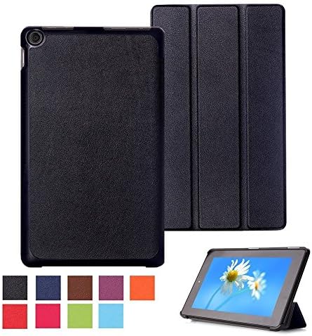 easyDigital® All-New Amazon Fire HD 8 Case (8" Fire HD 8 Tablet with Alexa, 7th Generation - 2017 release) Amazon Kindle Fire HD 8" Tablet Smart Slim Case Cover with Screen Protector + Stylus Pen (BLACK)
