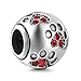Produktbild Ollia Jewelry Paw Prints massiv 925 Sterling Silber Charm mit Kristall klar Designs Ball Form europäischen Stil Perlen und Charms rot