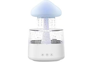 Umelee Luftbefeuchter 450 ml, Luftbefeuchter in Regenwolkenform mit 3 Regen-/Nebelmodi und 7 Nachtlichtern, Wasserbefeuchter, Aromadiffusor für Schlafzimmer, Zuhause, Büro, Auto (Weiß)
