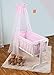 6 Piece Baby Crib Bedding Set 90 x 40 Canopy Fits Rocking / Swinging Cradle - PLAIN PINK