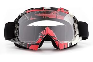 Sposune Motorcycle Goggles, ATV Dirt Bike Off Road Racing MX Riding Goggles Anti-Scratch Dustproof Bendable UV400 Glasses Padded Soft Thick Foam Adjustable Strap Adult Motocross