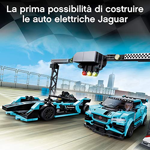 LEGO-Speed-Champions-Panasonic-Jaguar-Racing-GEN2-e-Jaguar-I-PACE-eTROPHY-Modelli-che-Corrono-in-Formula-E-con-2-Minifigure-Set-di-Costruzioni-per-Bambini-8-Anni-76898