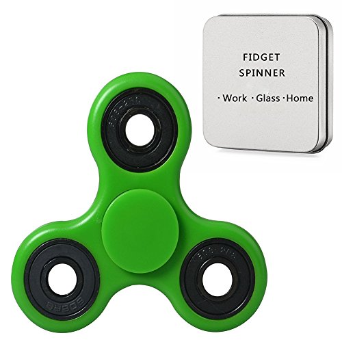 Tri Fidget Hand Spinner Toy with Ceramic Bearing, Perfect For ADD, ADHD, Anxiety, and Autism Adult Children (Green)