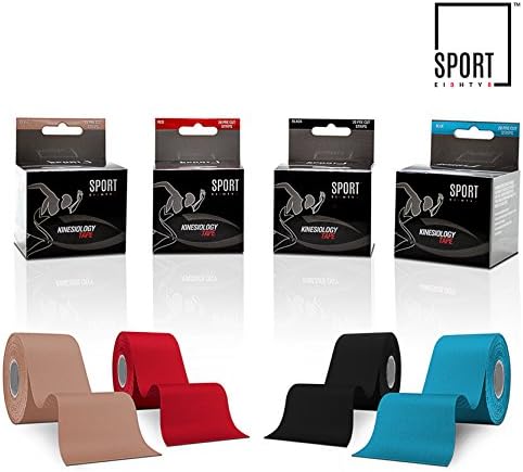 Sport 88 Kinesiology Tape | Pre cut 5m Sports Medical Tape For Muscle & Joint Pains & Aches | Therapeutic Taping For Shoulder Elbow Knee Plantar Fasciitis & More | Elastic Kinesiology, Waterproof Strips In 4 colours