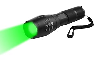 Grönt ljus ficklampa, WESLITE taktisk ficklampa grön jaktlampa 250 meter LED ficklampa grönt ljus 1 läge zoombar och vattentä