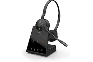 Jabra Engage 65 SE Schnurloses Stereo-Headset für professionelle Anrufe, DECT-Sicherheit, 13-Stunden-Akku, ganztägiger Basis, Netzteil, USB-C-Kabel, Kompatibilität der Meeting App